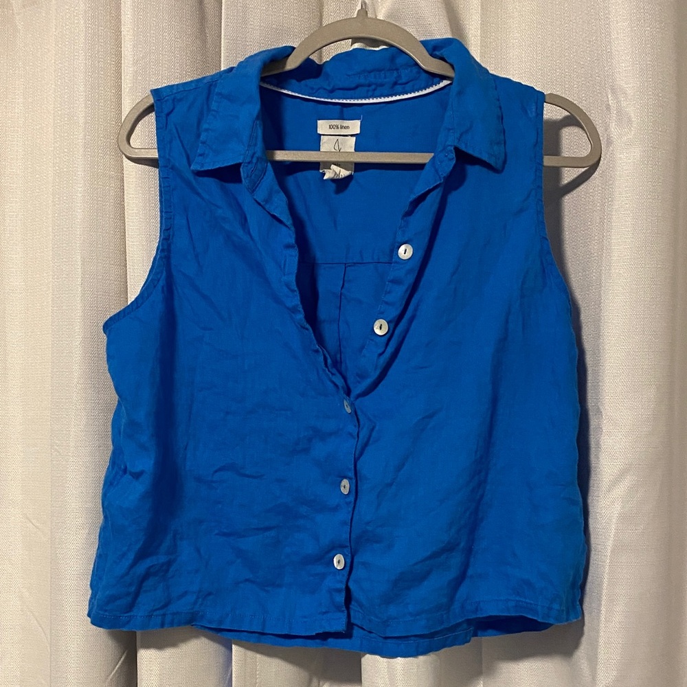 Joie Sleeveless Button-Down Top in Bright Blue